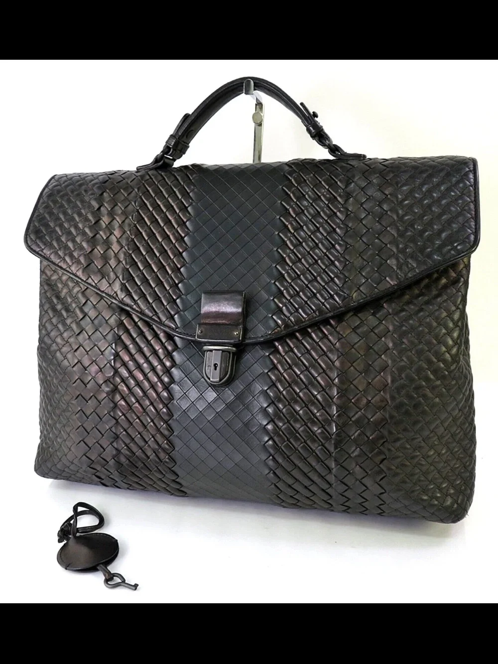 Bottega Veneta Dark Brown Intrecciato Leather Briefcase